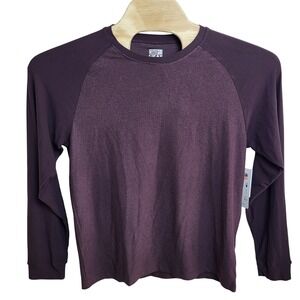 32 Degrees Heat Men's M/M Long Sleeve Sleepwear Top Plum Heathered Quick Dry NWT